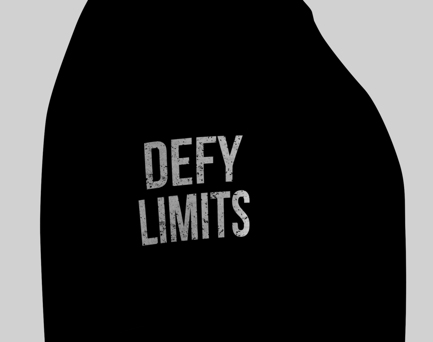 Black Tee side view mockup with text defy limits