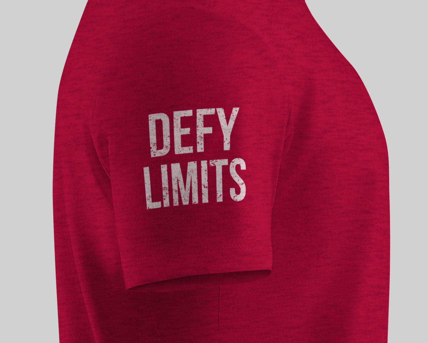 red side view sleeve with defy limits printed