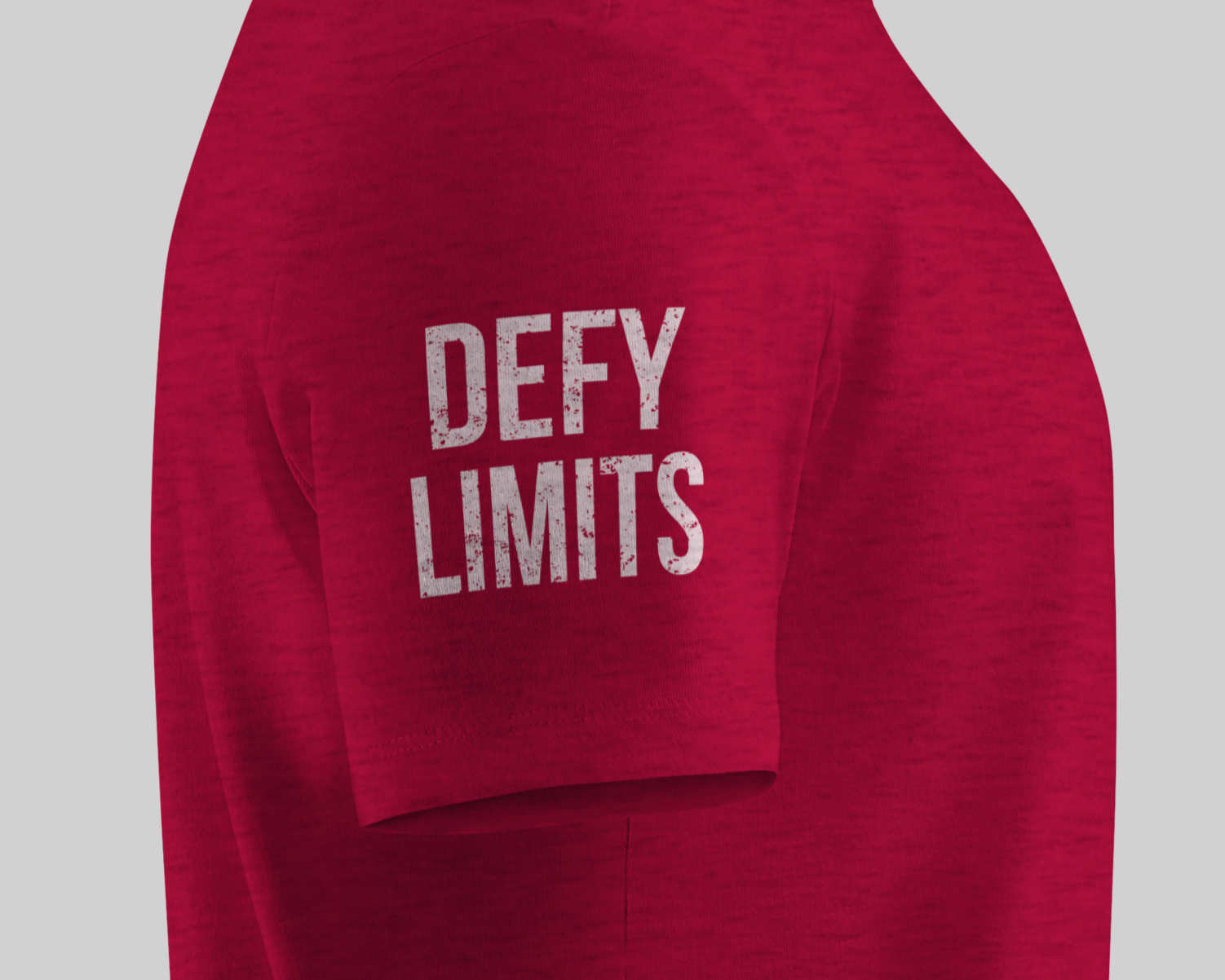 red side view sleeve with defy limits printed