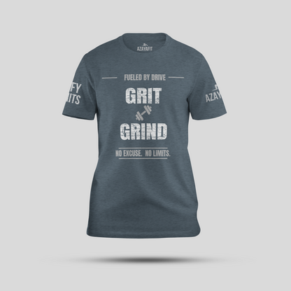 azayafit grit and grind tee slate with a grey background